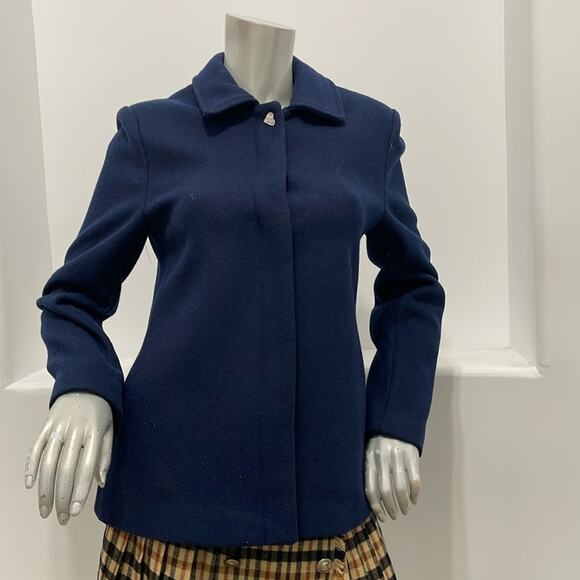 Blugirl Folies Women Wool Blend Pea Coat Blue Size 10 - Picture 16 of 16